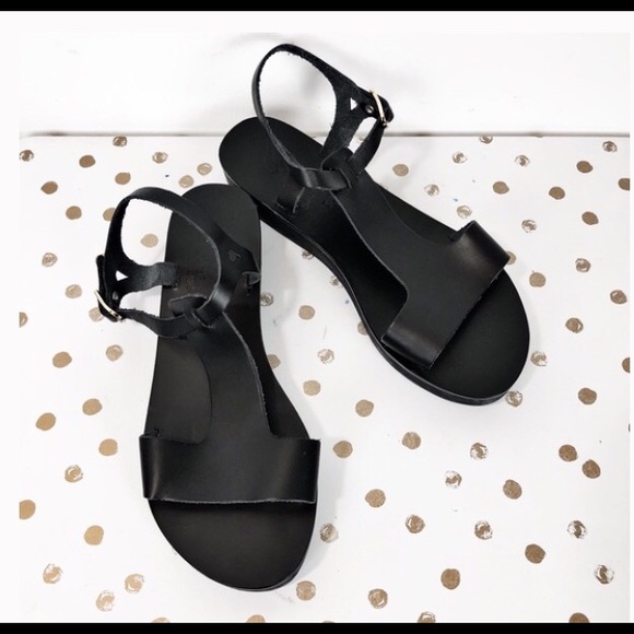 Ancient Greek leather Platform Wedge Sandals - Picture 1 of 6